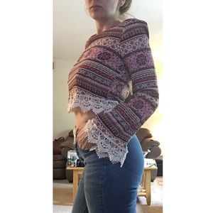 Beautiful crochet bell sleeve crop top.